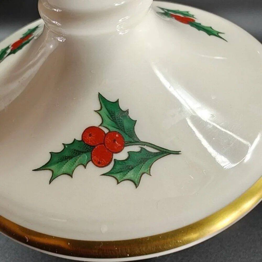 Pickard China Hand‎ Decorated Poinsettia Candle Stick Holder Set 2 Porcelain USA
